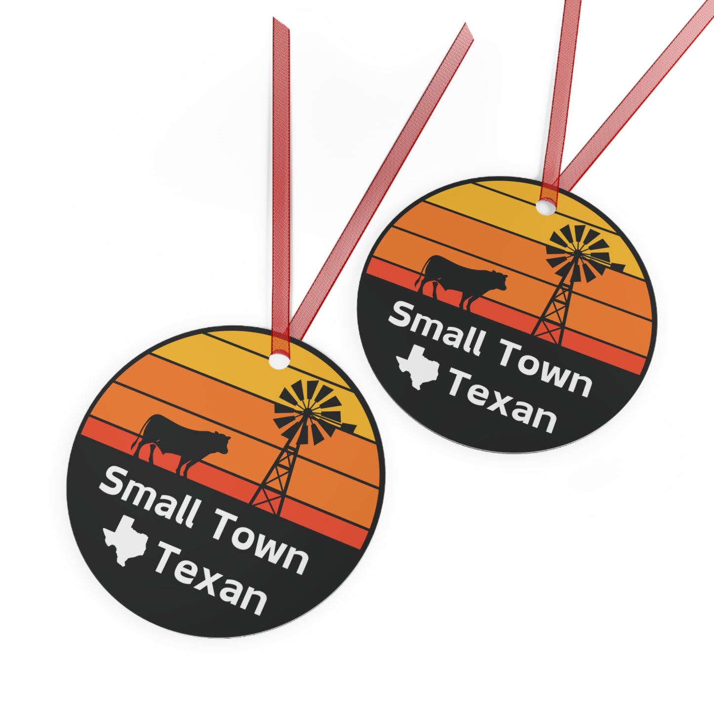 Small Town Texan Christmas Ornament – Rustic Texas Metal Ornament