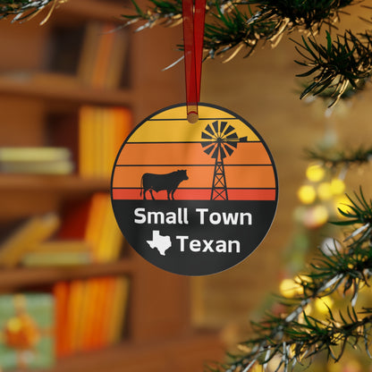 Small Town Texan Christmas Ornament – Rustic Texas Metal Ornament