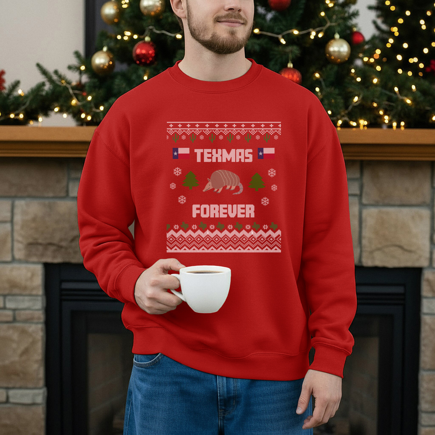 Texmas Forever Christmas Sweater - Texas Armadillo Holiday Sweater