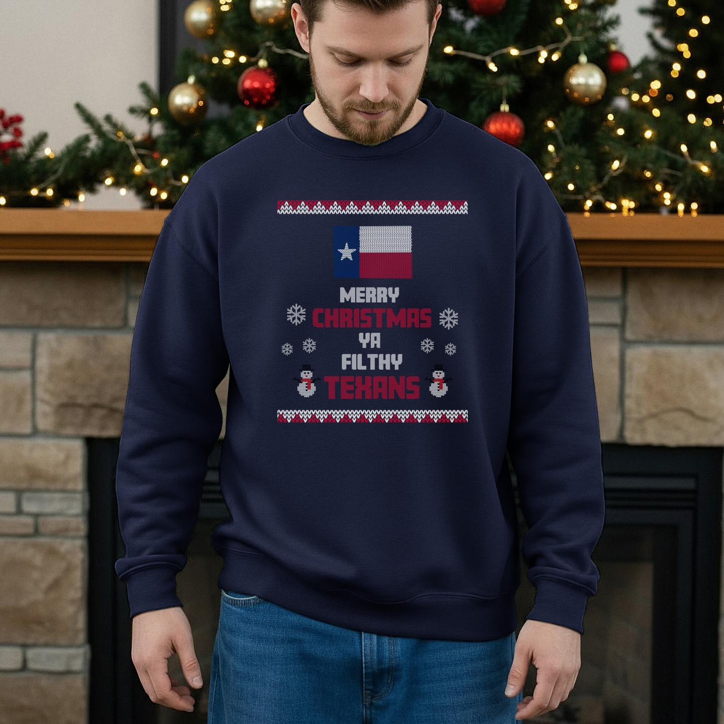 Merry Christmas Ya Filthy Texans Sweater - Texas-Themed Christmas Sweater